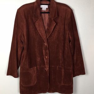 Silhouettes Suede Copper Color Button up Jacket